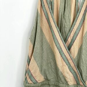 Ecote surplice neck peplum striped halter top